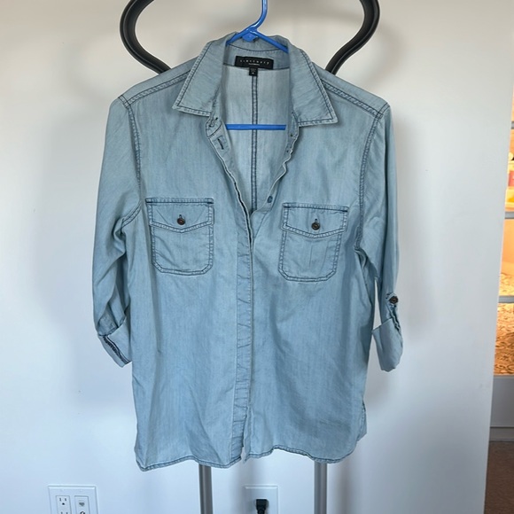 Sanctuary clothing chambray long sleeve top - Picture 1 of 3